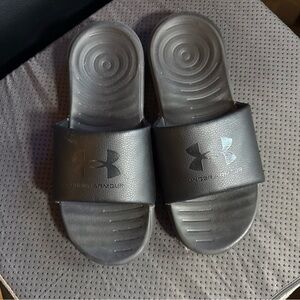 Under Armour Gray Slide Sandals 7